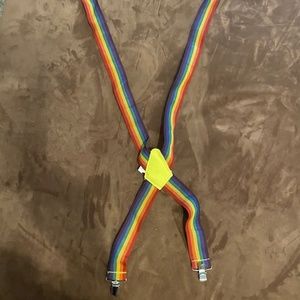 Suspenders rainbow clown adult